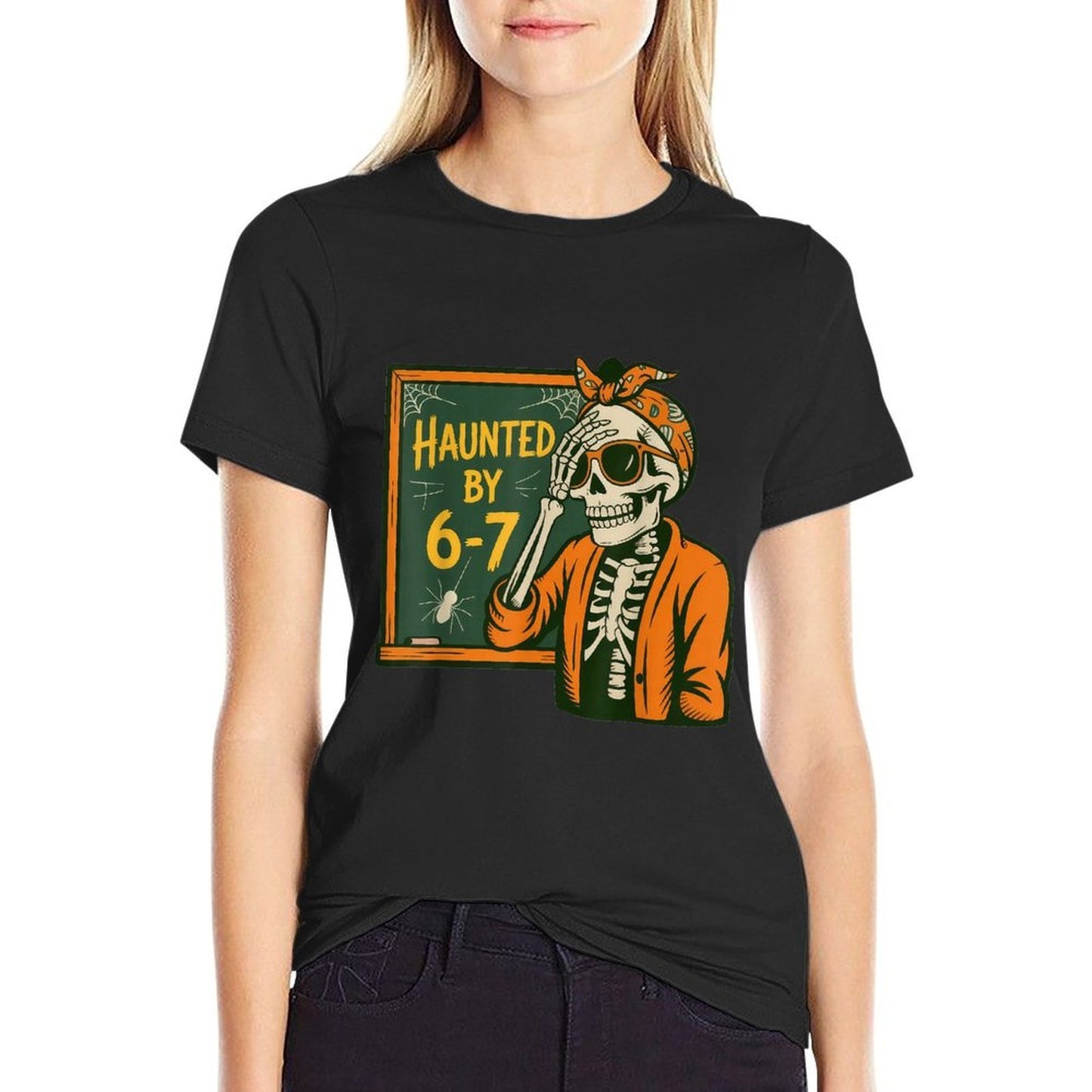 Haunted by 6-7 Teacher 67 Halloween Skeleton Six Seven  Lightweight T-Shirt