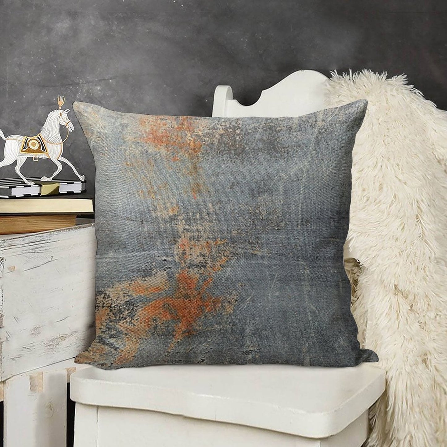 Burn Blue Rust - Alternative II Linen Throw Pillow Cover
