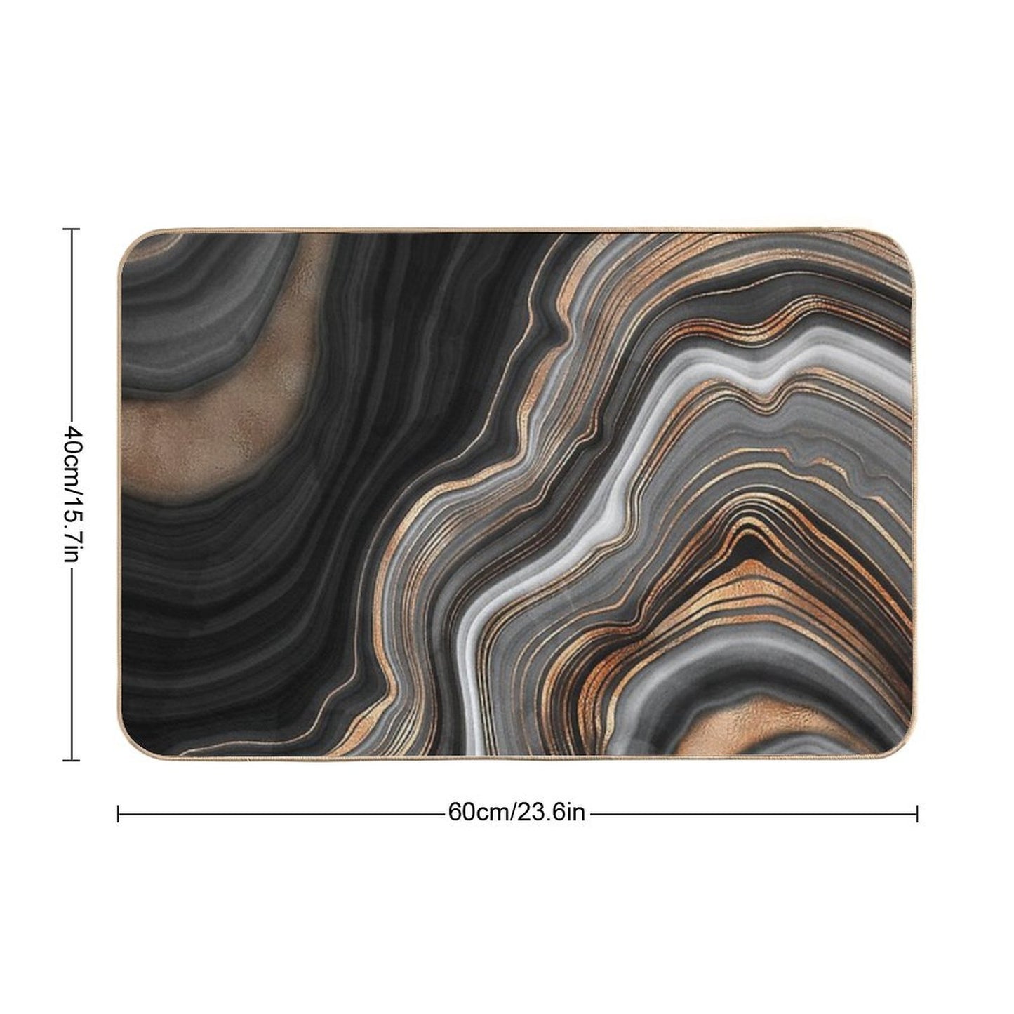 Elegant Black And Gray Faux Marble with Gold Veins Bath Mat