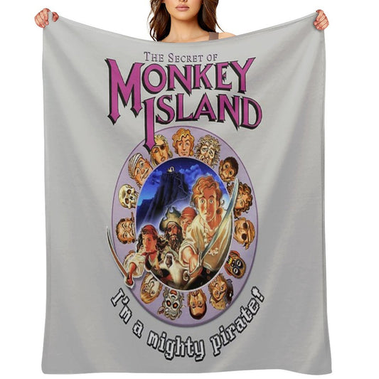 Secret of Monkey Island - I'M A MIGHTY PIRATE! Classic MS-DOS Point And Click Graphic Adventure Game! Throw Blanket
