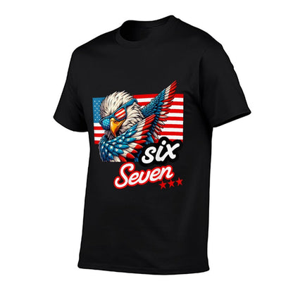 Six Seven Funny Patriotic Dabbing Bald Eagle 6 7 Meme Slang  Versatile T-Shirt