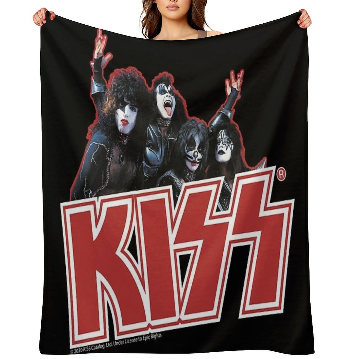 KISS Demon, Starchild, Spaceman And Catman Throw Blanket