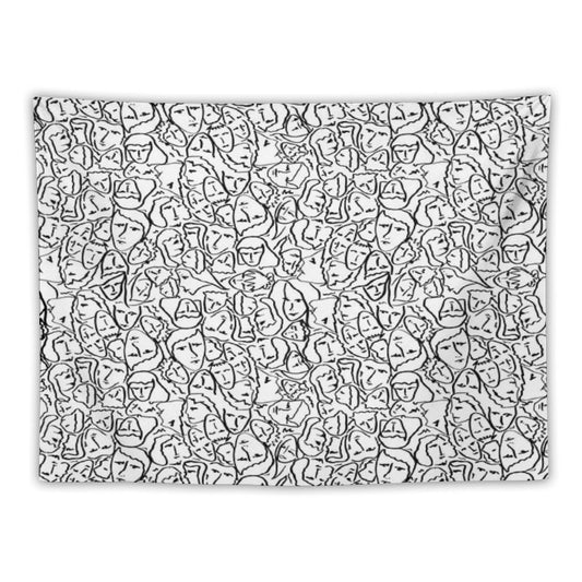 Call Me By Your Name Elios Shirt Faces in Black Outlines on White CMBYN Tapestry