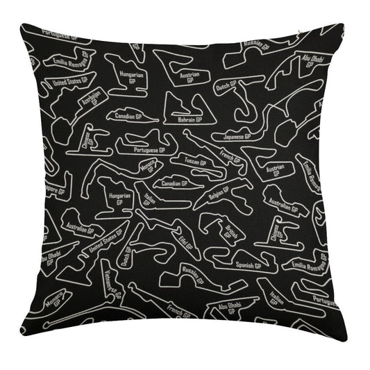 Race Circuits - Pattern Linen Throw Pillow Cover