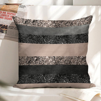 Blush Glam Stripes #2 (Photo of Glitter Only - Not Reflective) Linen Throw Pillow Cover
