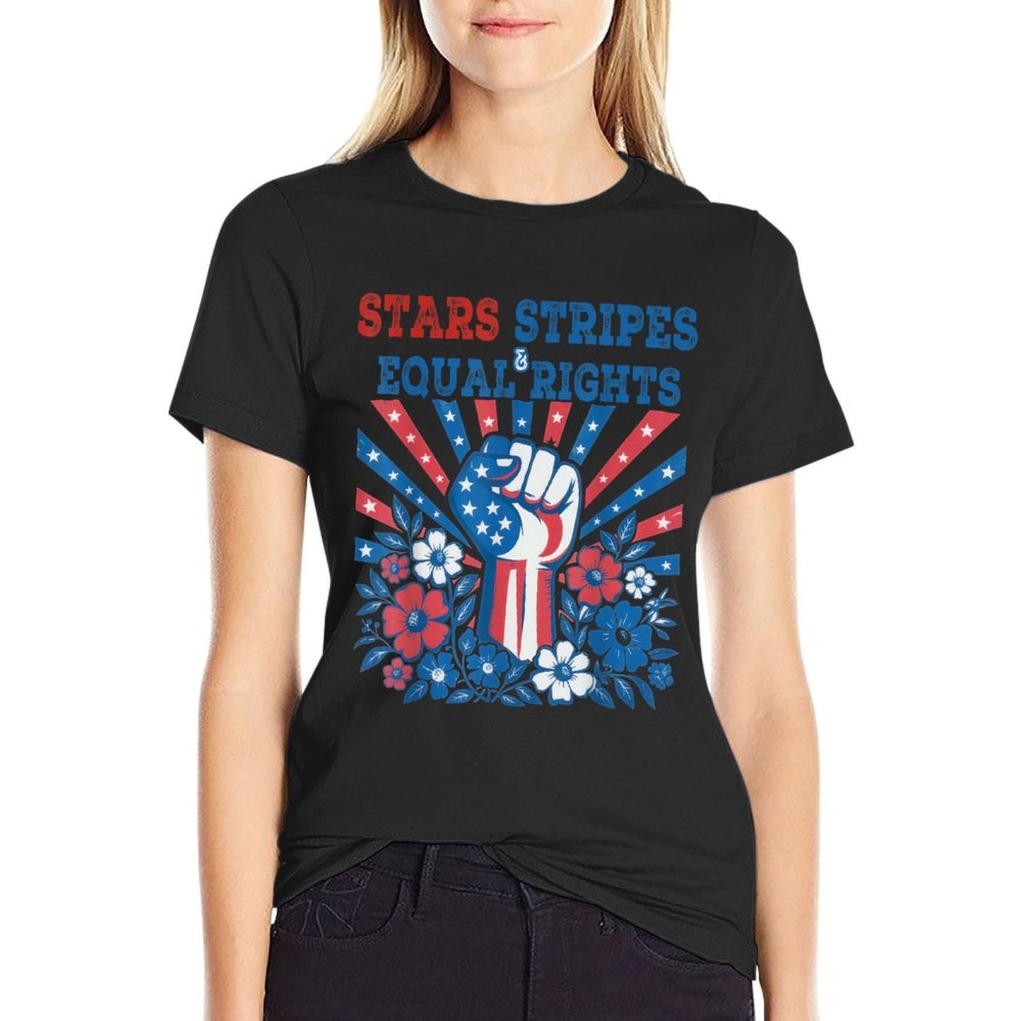 Stars Stripes And Equal Rights 4th July Patriotic Activist  Affordable Price T-Shirt