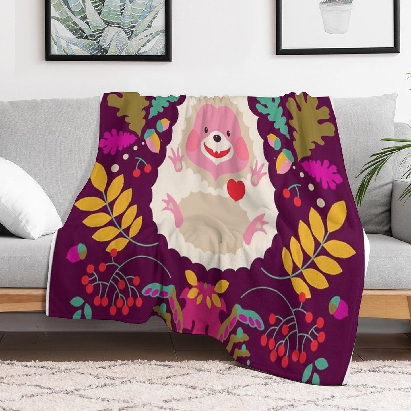 Hedgehog LOVE Throw Blanket