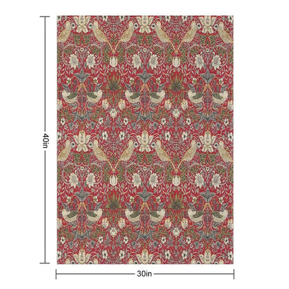 Strawberry Thief Crimson Vintage Pattern Throw Blanket