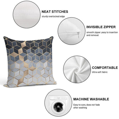 Soft Blue Gradient Cubes Soft Washable Throw Pillow