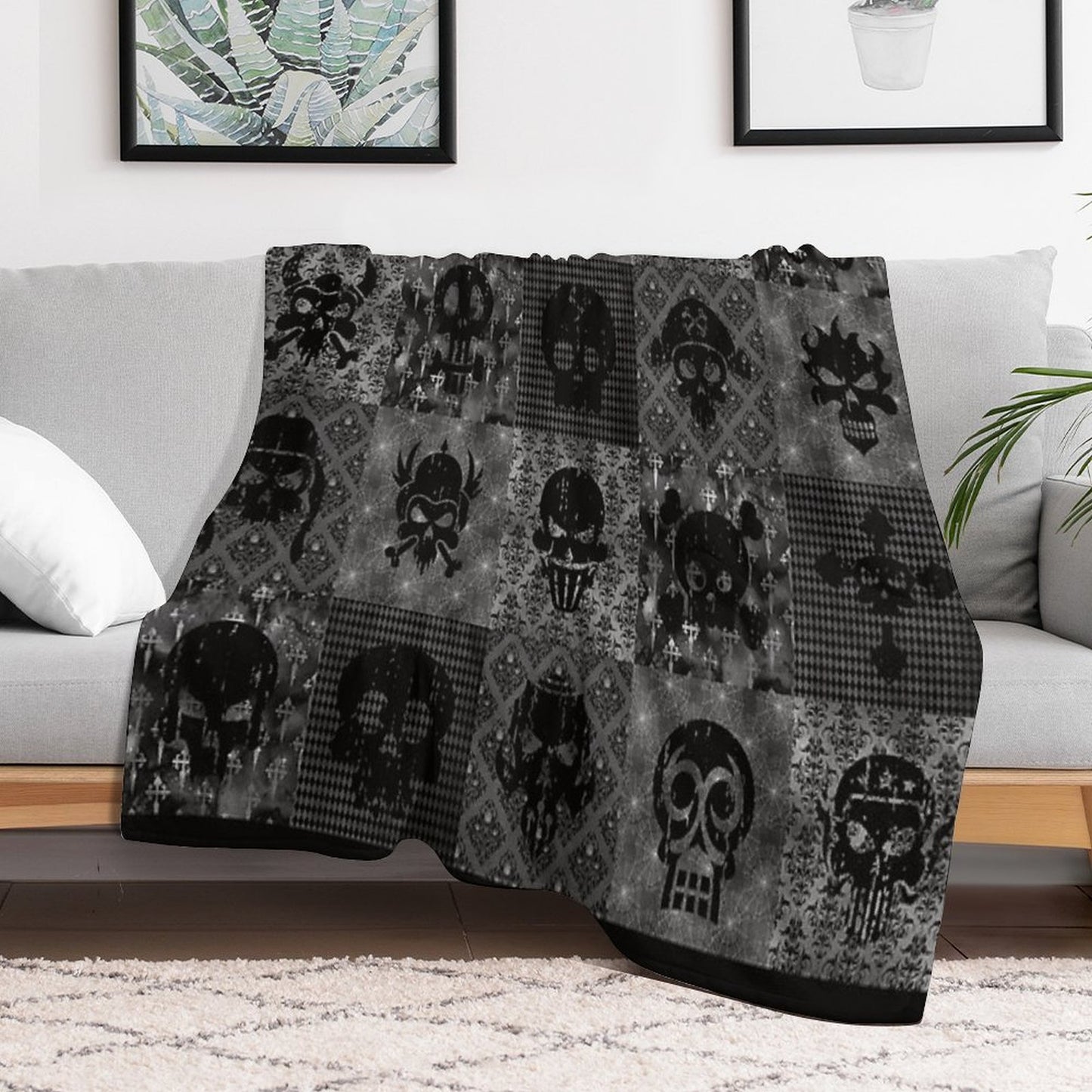 Skull Collage Throw Blanket