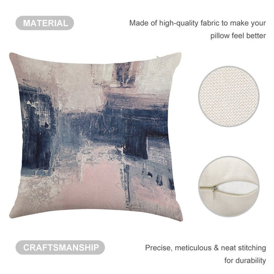Pink And Navy 2 Linen Throw Pillow Cover