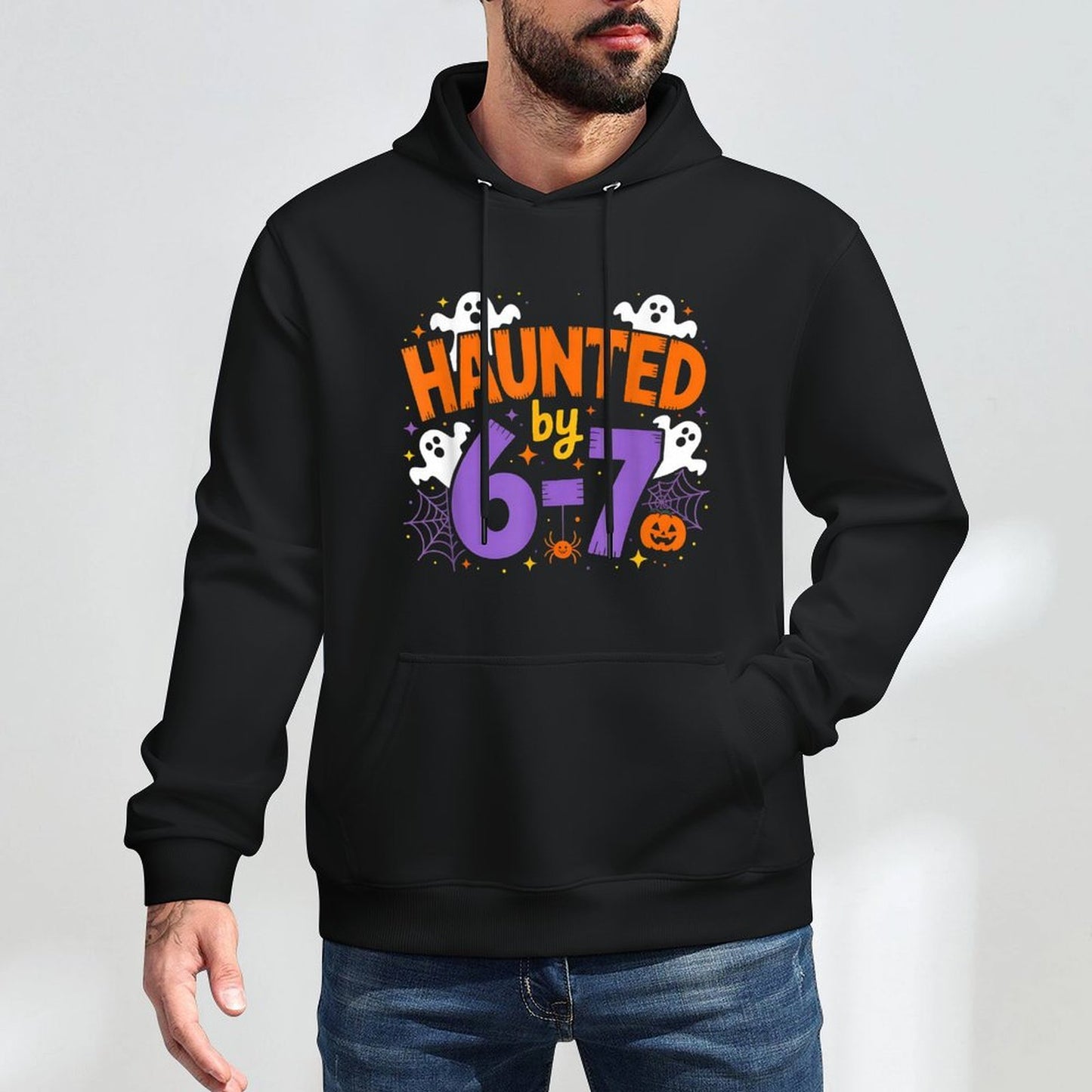 Haunted by 6-7 Halloween Ghosts And Spiders Design Relaxed Fit Hoodie