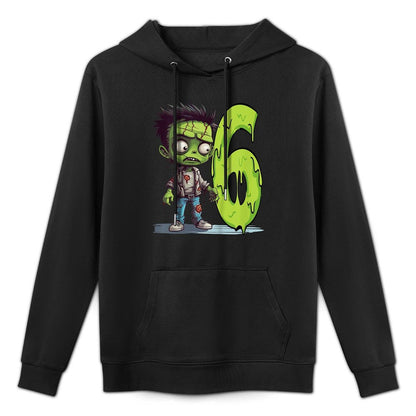 Kids Scary Zombie - Six Years - Creepy 6th Birthday Halloween Medium-Weight Fabric Hoodie