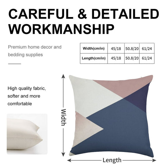 Geometrics - Blush Indigo Rose Gold Linen Throw Pillow Cover