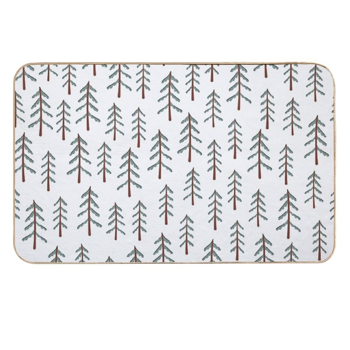 Fir Tree Doodle Wood  Anti-Trip Bath Mat