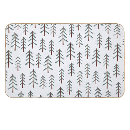 Fir Tree Doodle Wood  Anti-Trip Bath Mat