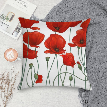 Poppy Stems. Soft Anti-Pilling Throw Pillow