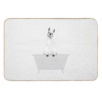 Vintage Llama in Bathtub Bath Mat