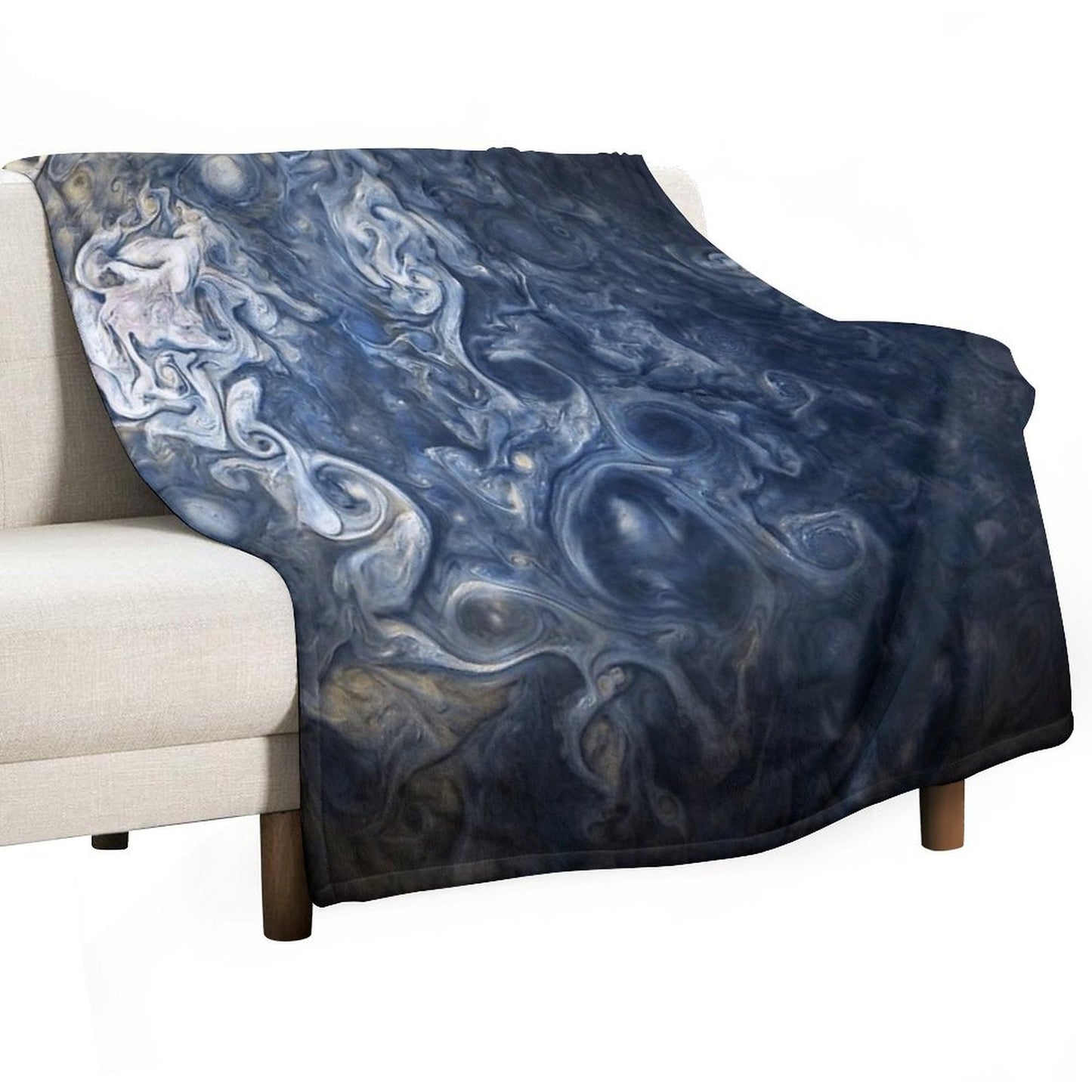 Swirling Blue Clouds of Planet Jupiter from Juno Cam Throw Blanket