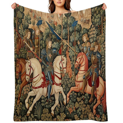 Medieval Knights Jousting Throw Blanket