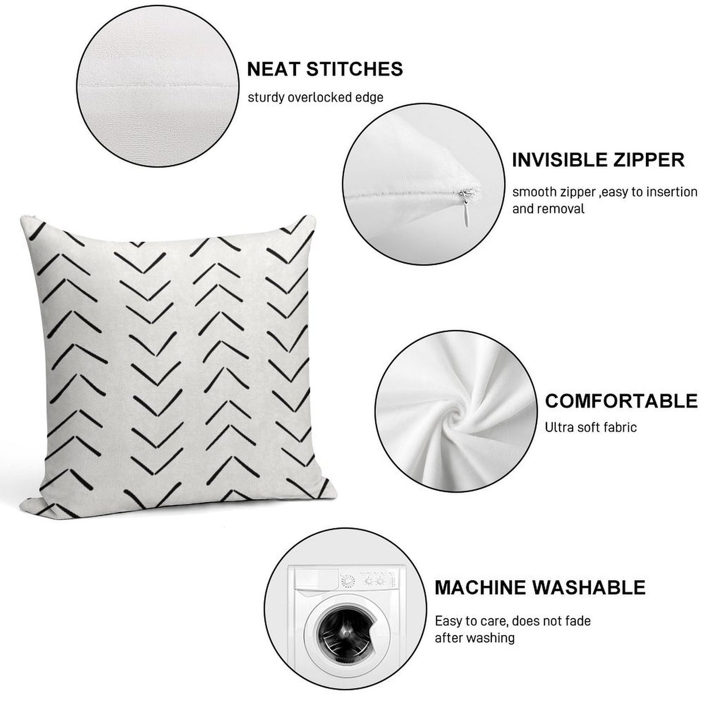 Boho Big Arrows in White And Black Soft Skin-Friendly Throw Pillow