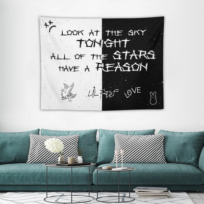Lil Peep White And Black Star Tapestry