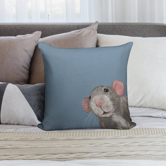 The Peeking Rat Soft Reinforced Edging Throw Pillow
