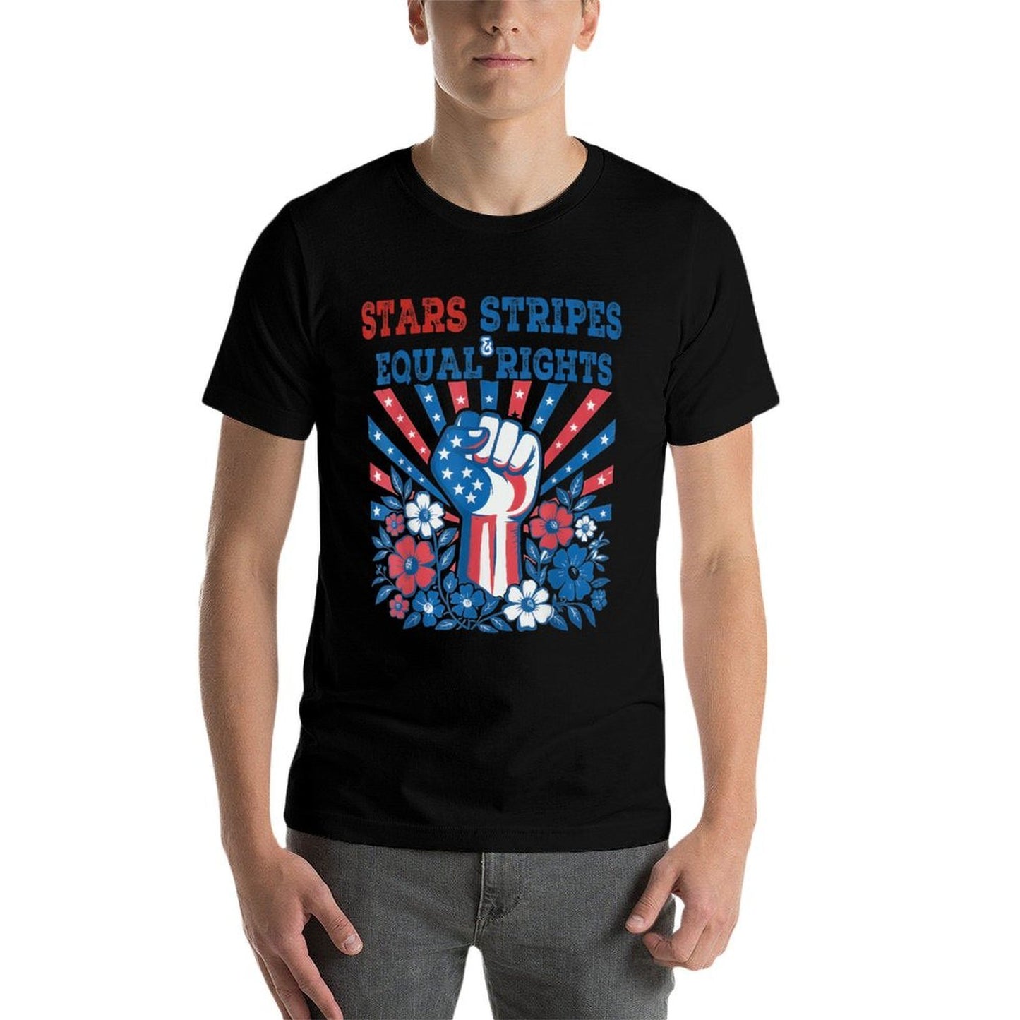 Stars Stripes And Equal Rights 4th July Patriotic Activist  Affordable Price T-Shirt