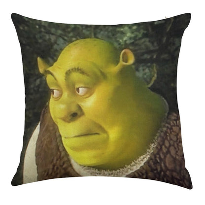 Shrek Face Meme Linen Throw Pillow Cover