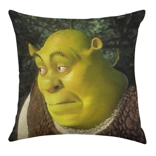 Shrek Face Meme Linen Throw Pillow Cover
