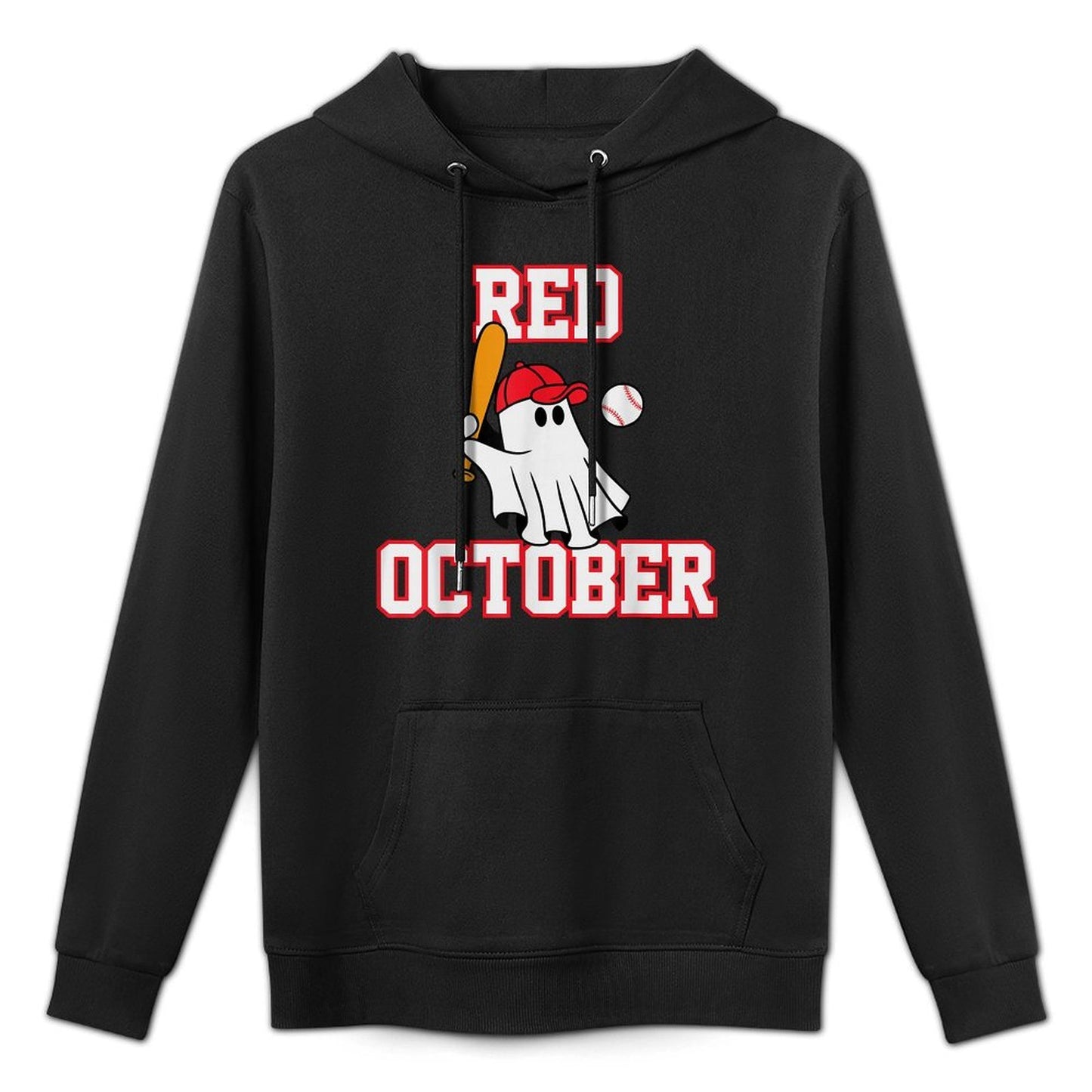Red October Halloween Ghost Playing Baseball Sport Women Men Adjustable Hood Hoodie