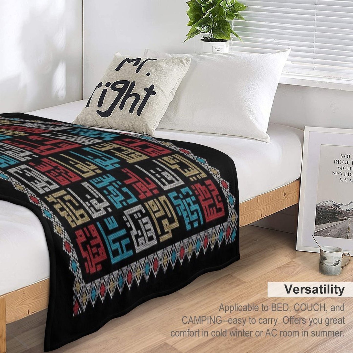 Palestine Cities Names in Arabic Realistic Embroidery Art Traditional Palestinian Tatreez -light Throw Blanket