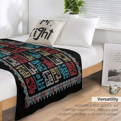 Palestine Cities Names in Arabic Realistic Embroidery Art Traditional Palestinian Tatreez -light Throw Blanket