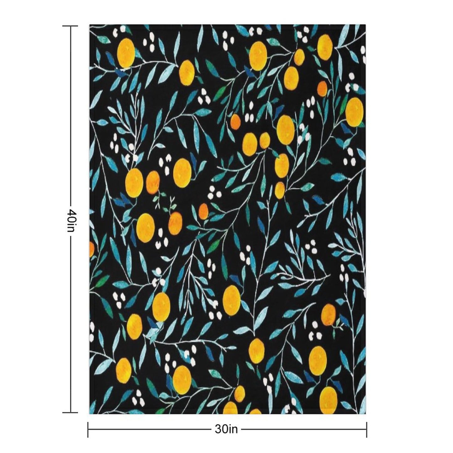 Oranges on Black Throw Blanket