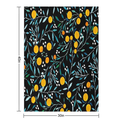 Oranges on Black Throw Blanket