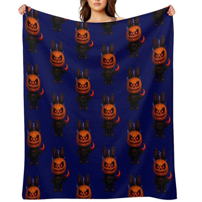 Halloween Pumpkin Monster Creepy Cute Art Throw Blanket