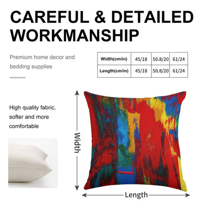 Bright Bold Colorful Abstract Art Linen Throw Pillow Cover