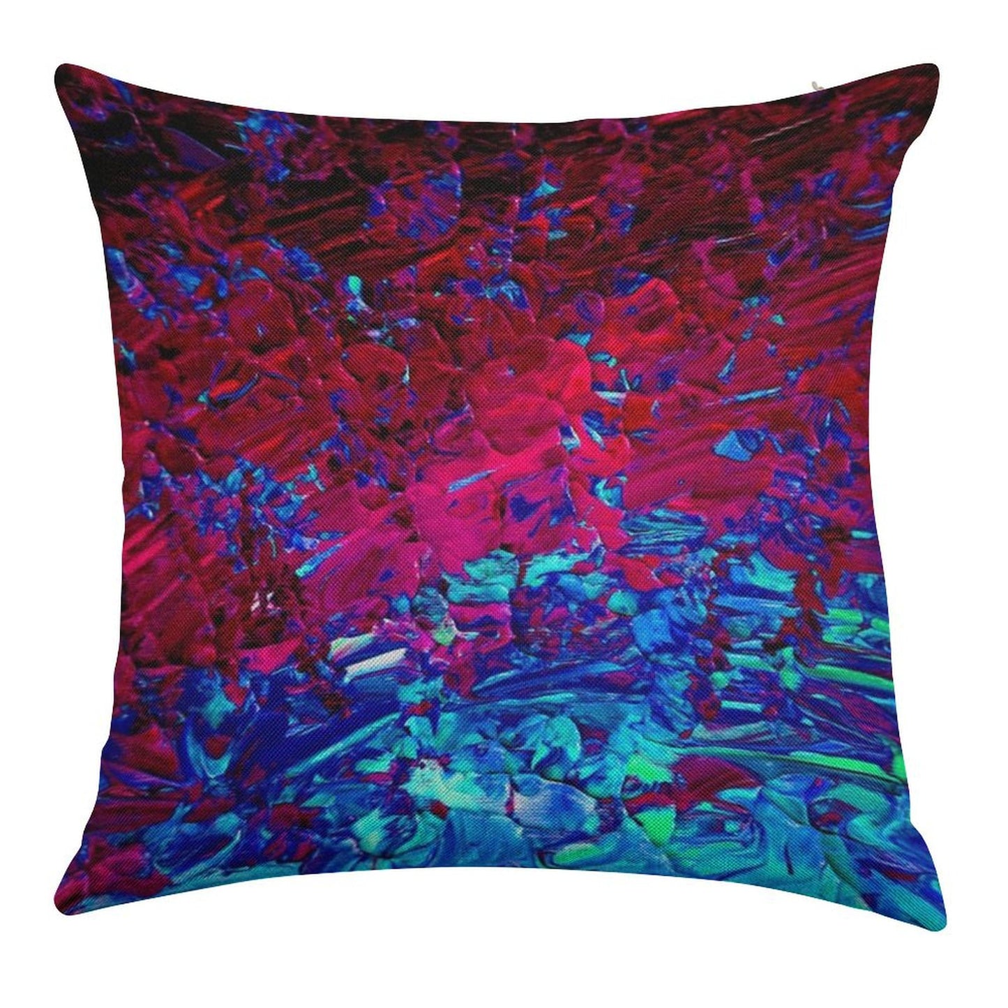 ETERNAL TIDE Bold Rich Colorful Deep Purple Fuchsia Magenta Turquoise Royal Blue Ombre Waves Abstract Acrylic Painting Linen Throw Pillow Cover