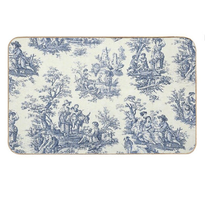 Powder Blue French Toile Picnic Designs Bath Mat