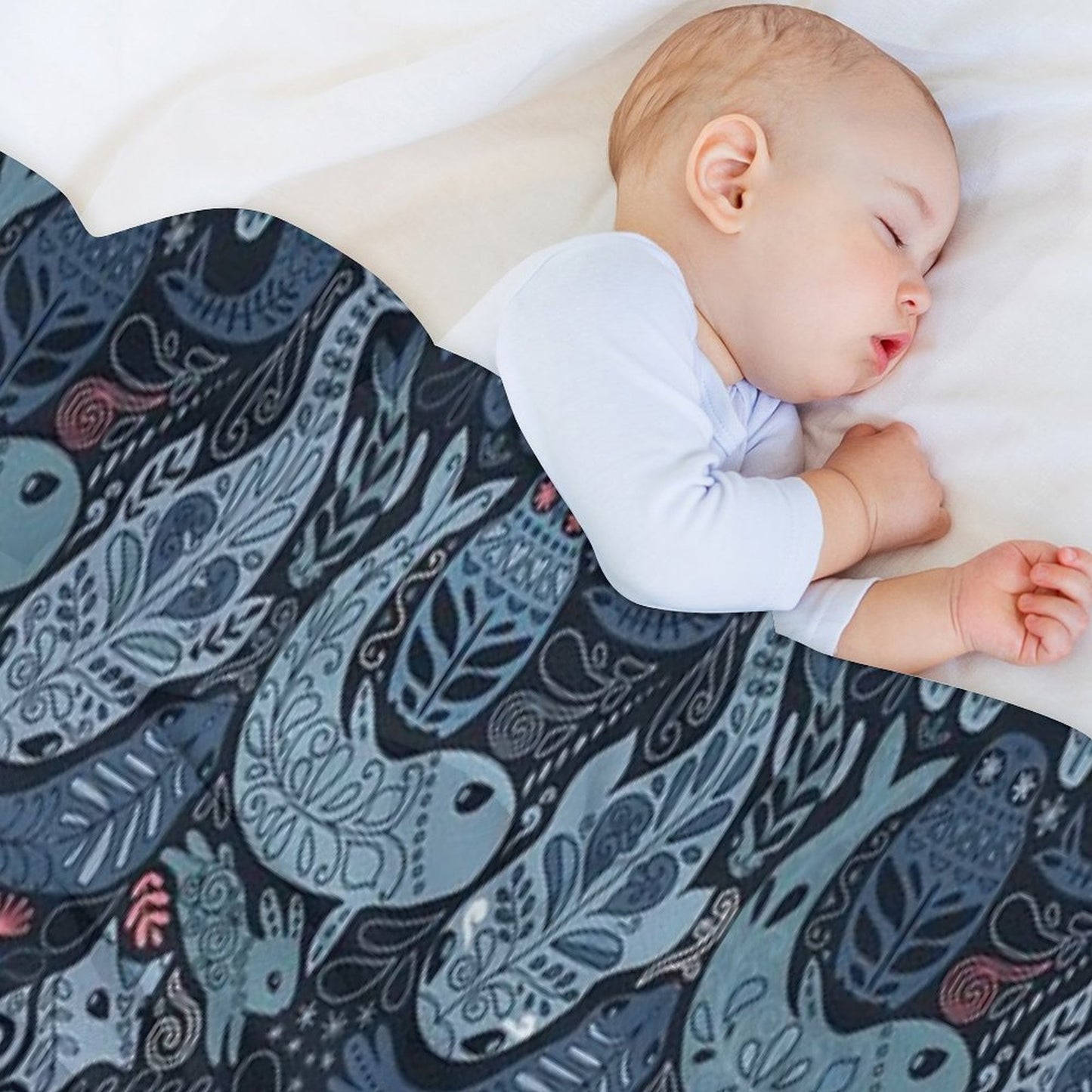 Arctic Animals. Narwhal, Polar Bear, Whale, Puffin, Owl, Fox, Bunny, Seal. Throw Blanket