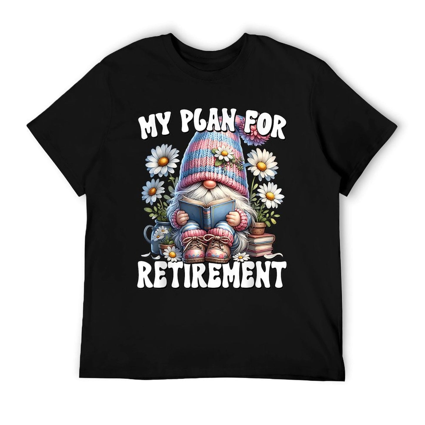 Retired Teacher Gnome Reading A Book Funny Retirement Plan T-Shirt