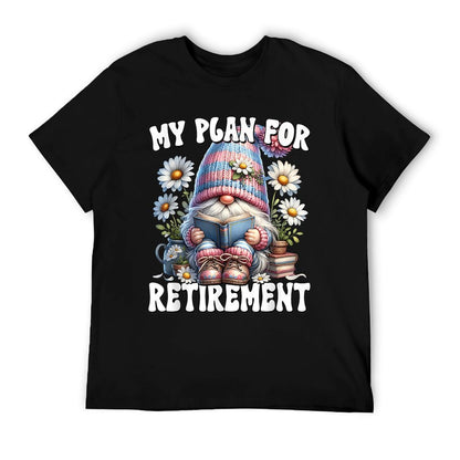 Retired Teacher Gnome Reading A Book Funny Retirement Plan T-Shirt