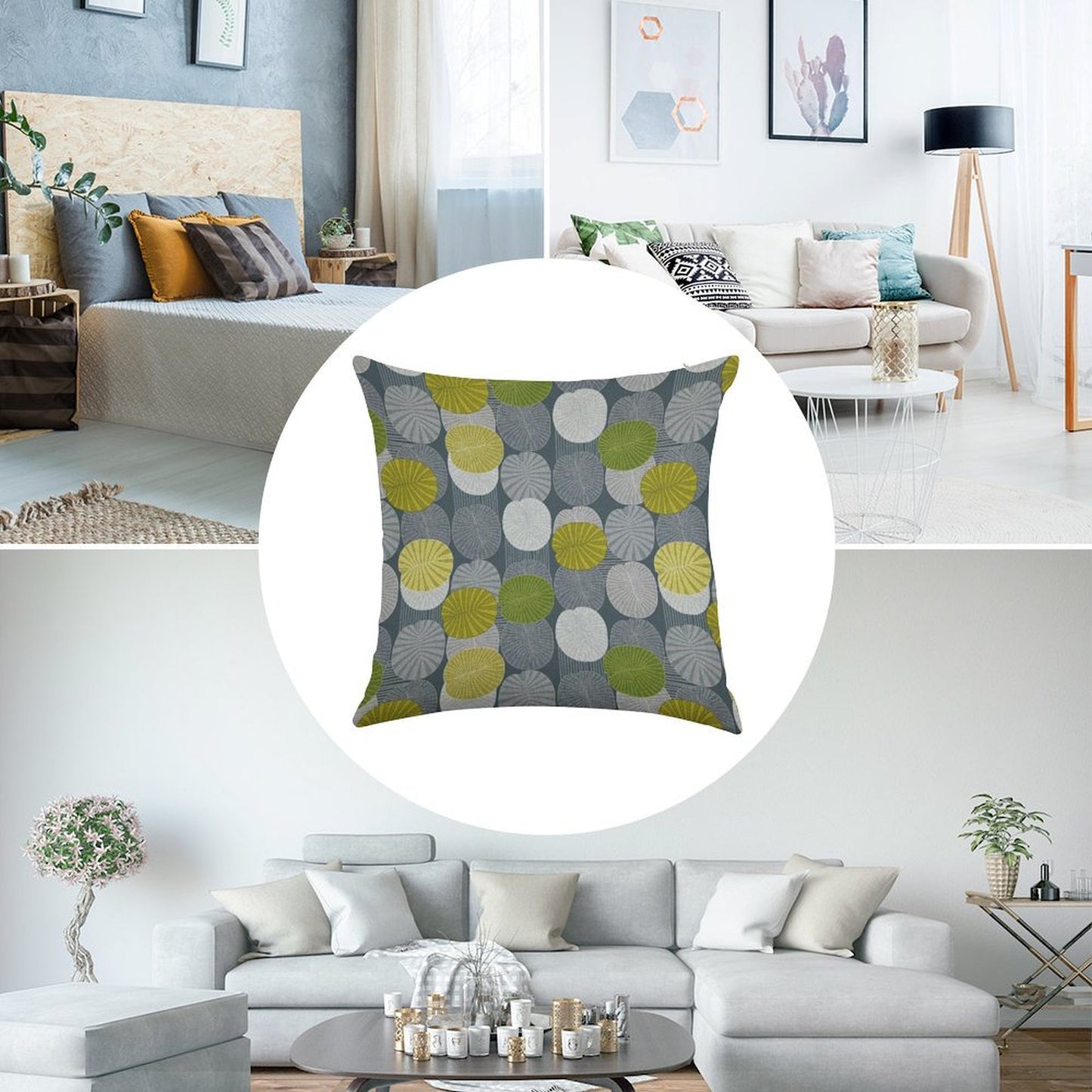 Dickinsonia Lime Linen Throw Pillow Cover