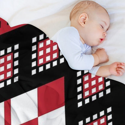 Modified Traditional Retso Pattern- Zimbabwe (Red, White And Black) Throw Blanket