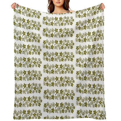Vintage Pyrex Spring Blossom Design Green Throw Blanket