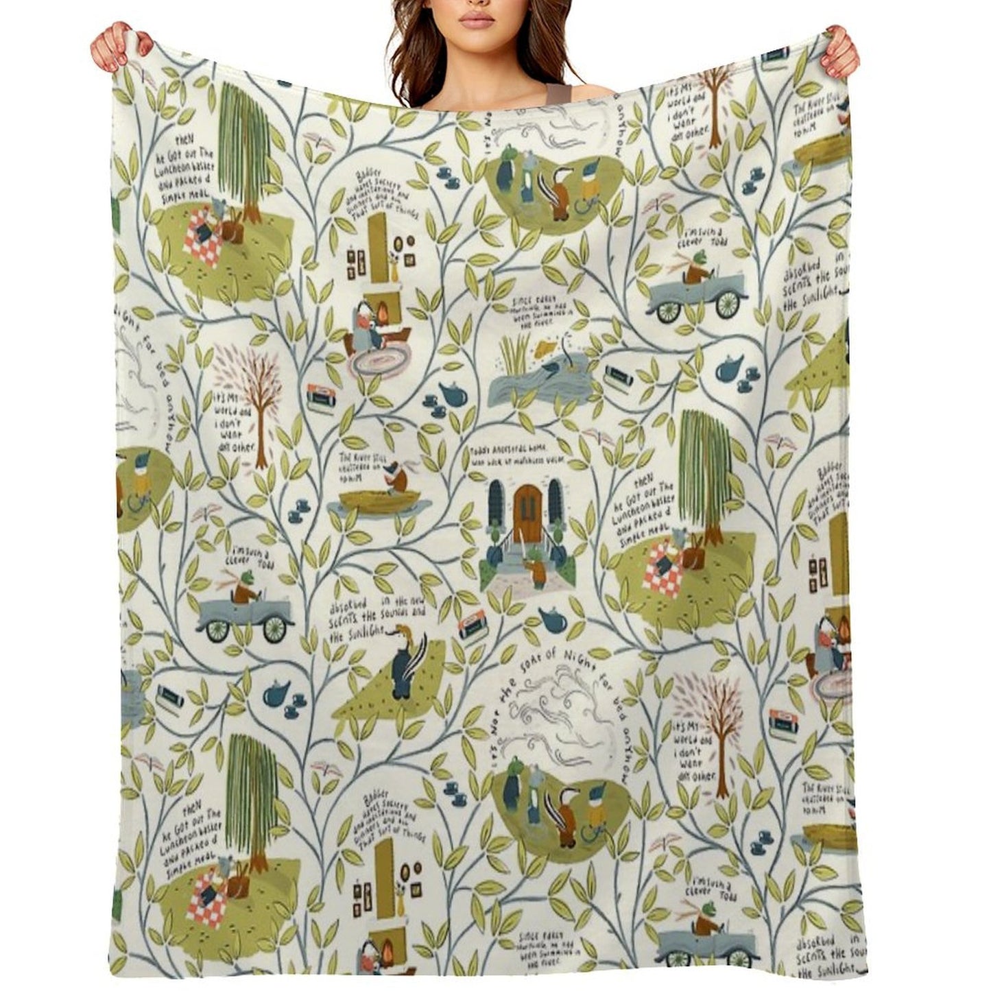 Wind in The Willows (light) Throw Blanket