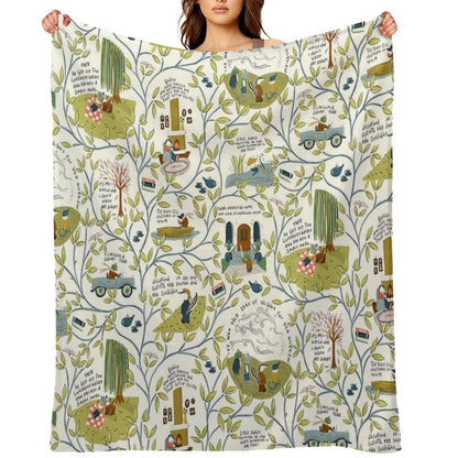 Wind in The Willows (light) Throw Blanket