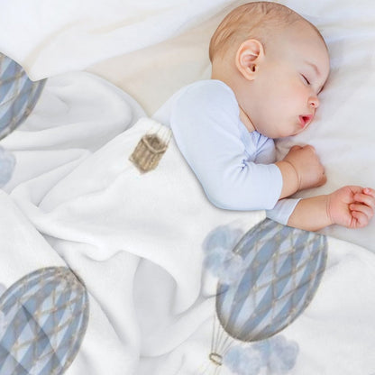 Blue Vintage Hot Air Balloon Throw Blanket