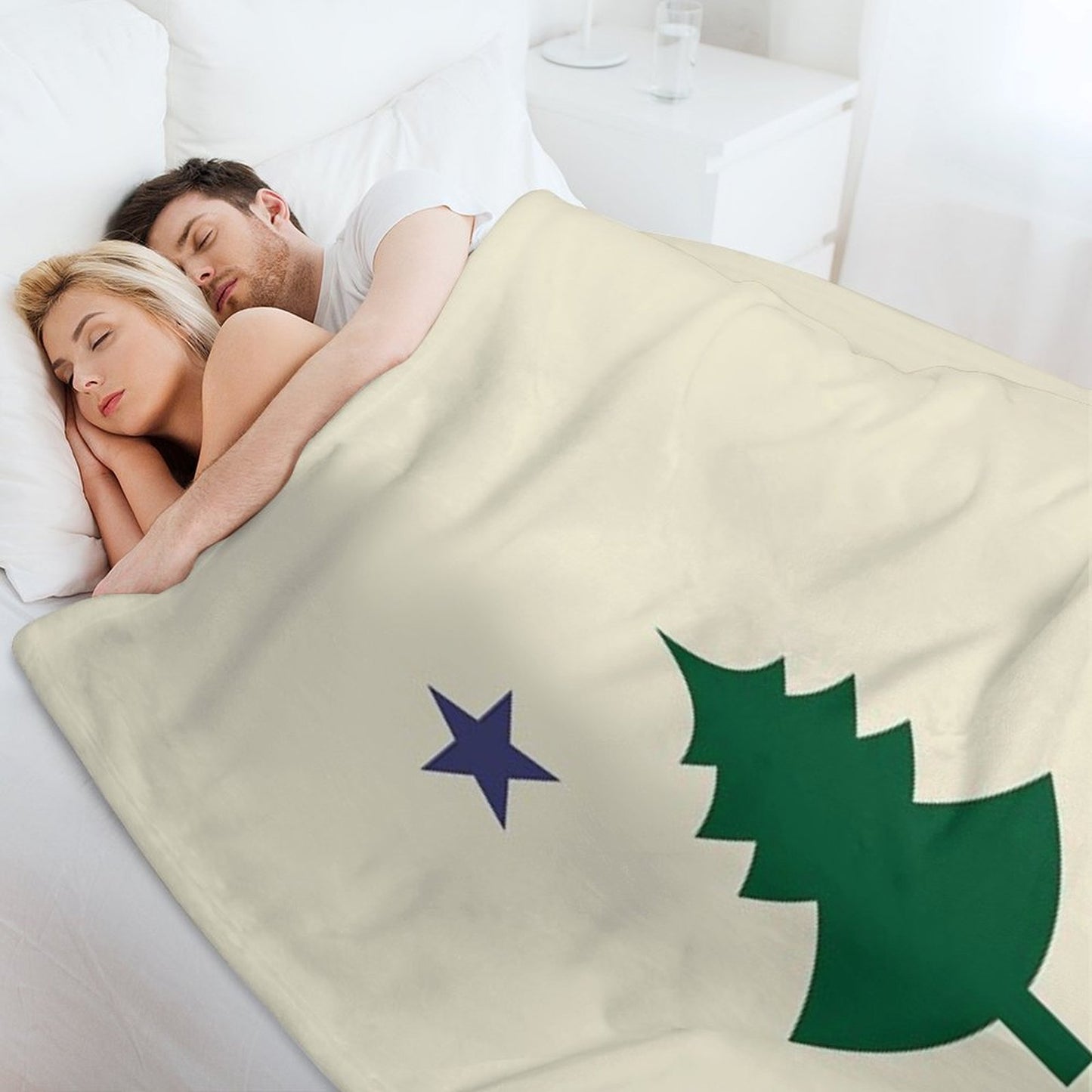 Old Original 1901 Maine State Flag with Pine Tree And Star Throw Blanket