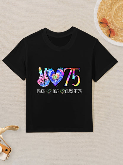 Class Of 75 1975 50th Class Reunion Tie Dye Graduation Items Kids T-Shirt